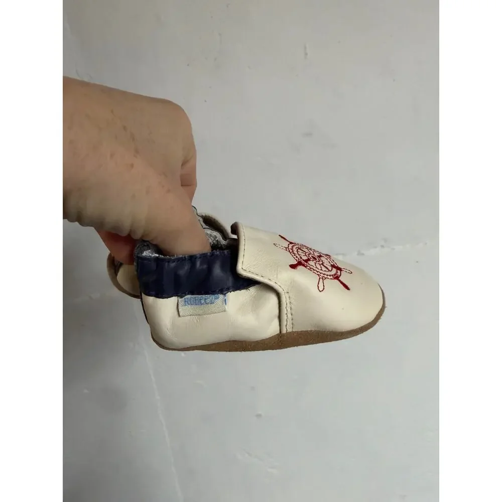 Robeez Nautical Infant Baby Shoes Size 0-6 Months Leather